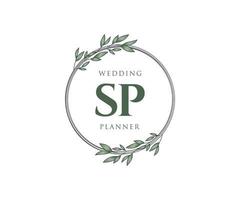 sp initials brief hochzeitsmonogramm logos sammlung, handgezeichnete moderne minimalistische und florale vorlagen für einladungskarten, save the date, elegante identität für restaurant, boutique, café im vektor