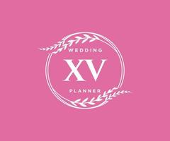 xv initialen brief hochzeitsmonogramm logos sammlung, handgezeichnete moderne minimalistische und florale vorlagen für einladungskarten, save the date, elegante identität für restaurant, boutique, café im vektor