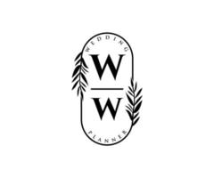 ww initialer brev bröllop monogram logotyper samling, hand dragen modern minimalistisk och blommig mallar för inbjudan kort, spara de datum, elegant identitet för restaurang, boutique, Kafé i vektor