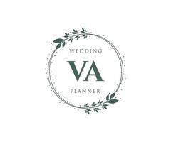 va initialen brief hochzeitsmonogramm logos sammlung, handgezeichnete moderne minimalistische und florale vorlagen für einladungskarten, save the date, elegante identität für restaurant, boutique, café im vektor