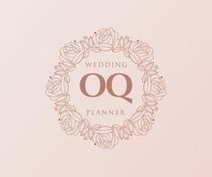 oq initialen brief hochzeit monogramm logos sammlung, handgezeichnete moderne minimalistische und florale vorlagen für einladungskarten, save the date, elegante identität für restaurant, boutique, café im vektor