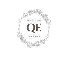 qe initialen brief hochzeitsmonogramm logos sammlung, handgezeichnete moderne minimalistische und florale vorlagen für einladungskarten, save the date, elegante identität für restaurant, boutique, café im vektor