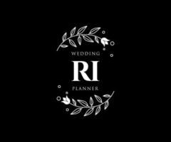 ri initialer brev bröllop monogram logotyper samling, hand dragen modern minimalistisk och blommig mallar för inbjudan kort, spara de datum, elegant identitet för restaurang, boutique, Kafé i vektor