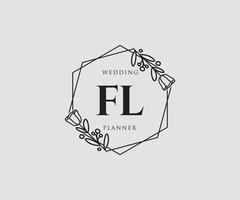första fl feminin logotyp. användbar för natur, salong, spa, kosmetisk och skönhet logotyper. platt vektor logotyp design mall element.