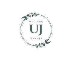 uj initialen brief hochzeitsmonogramm logos sammlung, handgezeichnete moderne minimalistische und florale vorlagen für einladungskarten, save the date, elegante identität für restaurant, boutique, café im vektor