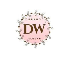 anfängliches dw feminines Logo. verwendbar für Natur-, Salon-, Spa-, Kosmetik- und Schönheitslogos. flaches Vektor-Logo-Design-Vorlagenelement. vektor