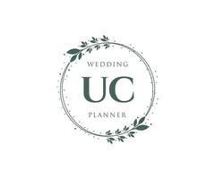 uc initials brief hochzeitsmonogramm logos sammlung, handgezeichnete moderne minimalistische und florale vorlagen für einladungskarten, save the date, elegante identität für restaurant, boutique, café im vektor