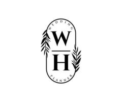 wh initialen brief hochzeitsmonogramm logos sammlung, handgezeichnete moderne minimalistische und florale vorlagen für einladungskarten, save the date, elegante identität für restaurant, boutique, café im vektor