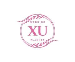 xu initialen brief hochzeitsmonogramm logos sammlung, handgezeichnete moderne minimalistische und florale vorlagen für einladungskarten, save the date, elegante identität für restaurant, boutique, café im vektor