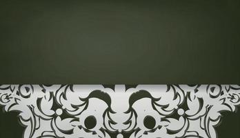 Dunkelgrünes Banner mit indischem weißem Muster für Logo- oder Textdesign vektor