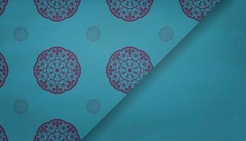 turkos baner med årgång lila mönster för design under de text vektor