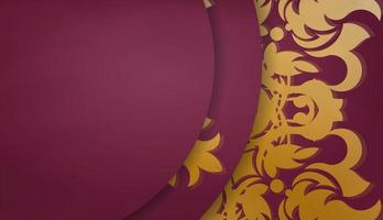 vinröd baner med grekisk guld mönster och Plats för din logotyp eller text vektor