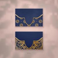 repräsentative visitenkarte in dunkelblau mit vintage-goldmuster für ihr geschäft. vektor