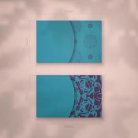 företag kort i turkos Färg med abstrakt lila mönster för din varumärke. vektor