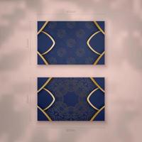 repräsentative visitenkarte in dunkelblau mit vintage-goldmuster für ihre persönlichkeit. vektor
