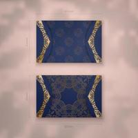 repräsentative visitenkarte in dunkelblau mit antiken goldverzierungen für ihr business. vektor