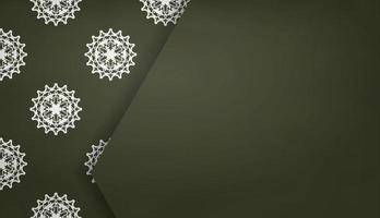 dunkelgrünes Banner mit luxuriösem weißem Ornament für Design unter Ihrem Text vektor