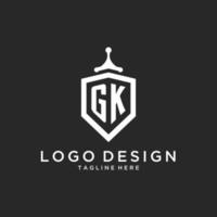 gk-Monogramm-Logo-Initiale mit Schildschutzform-Design vektor