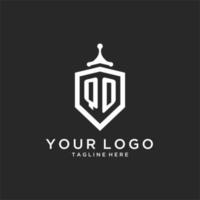 qo monogram logotyp första med skydda vakt form design vektor