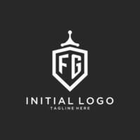 fg monogram logotyp första med skydda vakt form design vektor