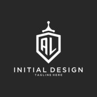 al-Monogramm-Logo-Initiale mit Schildschutzform-Design vektor