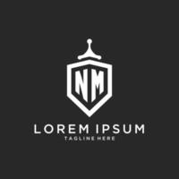 nm-Monogramm-Logo-Initiale mit Schildschutzform-Design vektor