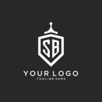 sb monogram logotyp första med skydda vakt form design vektor