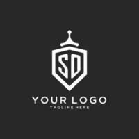 så monogram logotyp första med skydda vakt form design vektor