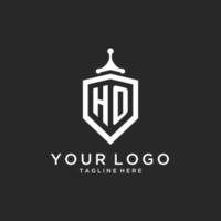 ho monogram logotyp första med skydda vakt form design vektor