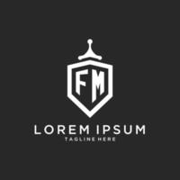 fm-Monogramm-Logo-Initiale mit Schildschutzform-Design vektor