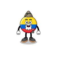 karaktär tecknad serie av colombia flagga som en veteran- vektor