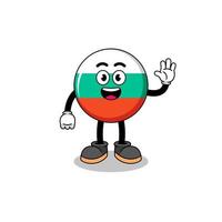 bulgarien flagga tecknad serie håller på med Vinka hand gest vektor