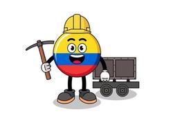 maskot illustration av colombia flagga gruvarbetare vektor