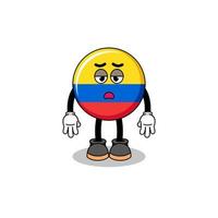 colombia flagga tecknad serie med Trötthet gest vektor