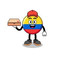 kolumbien-flaggenillustration als pizzabote vektor