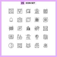 Stock Vector Icon Pack mit 25 Linienzeichen und Symbolen für Feiertagsveranstaltungen, Partys, Feiern, Business, editierbare Vektordesign-Elemente