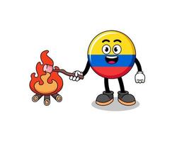 Illustration der kolumbianischen Flagge, die einen Marshmallow verbrennt vektor