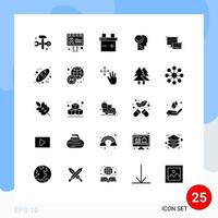 Gruppe von 25 soliden Glyphen Zeichen und Symbolen für Laptop-Computer Batterie Optimismus menschliche editierbare Vektordesign-Elemente vektor