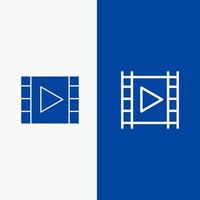 Medien Mediaplayer Multimediaplayer Streamlinie und Glyphe solides Symbol blaues Banner Linie und Glyphe solides Symbol blaues Banner vektor
