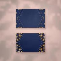 repräsentative visitenkarte in dunkelblau mit abstraktem goldmuster für ihre persönlichkeit. vektor
