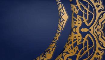 mörkblå banner med indiskt guldmönster för design under din logotyp eller text vektor