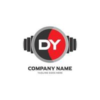 dy-Brief-Logo-Design-Ikone Fitness- und Musik-Vektorsymbol. vektor