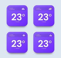 gränssnitt element för väder prognos mobil app. lila ui toolkit vektor illustration.