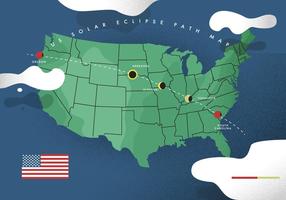 US Sonnenfinsternis Weg Karte Vektor flache Illustration
