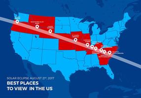 US Total Solar Eclipse Karta Bästa Platser Gratis Vector