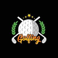 Golf-Vektor-T-Shirt-Design. Golfball-T-Shirt-Design. kann für bedruckte Tassen, Aufkleberdesigns, Grußkarten, Poster, Taschen und T-Shirts verwendet werden. vektor