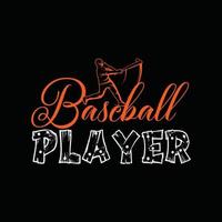 Baseball-Spieler-Vektor-T-Shirt-Design. Baseball-T-Shirt-Design. kann für bedruckte Tassen, Aufkleberdesigns, Grußkarten, Poster, Taschen und T-Shirts verwendet werden. vektor