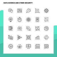 uppsättning av data vetenskap och cyber säkerhet linje ikon uppsättning 25 ikoner vektor minimalism stil design svart ikoner uppsättning linjär piktogram packa