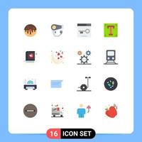 Piktogramm-Set aus 16 einfachen flachen Farben des Programms Font Plug Designer-Optimierung editierbares Paket kreativer Vektordesign-Elemente vektor