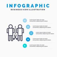 familj kunskap sinne människor delad linje ikon med 5 steg presentation infographics bakgrund vektor